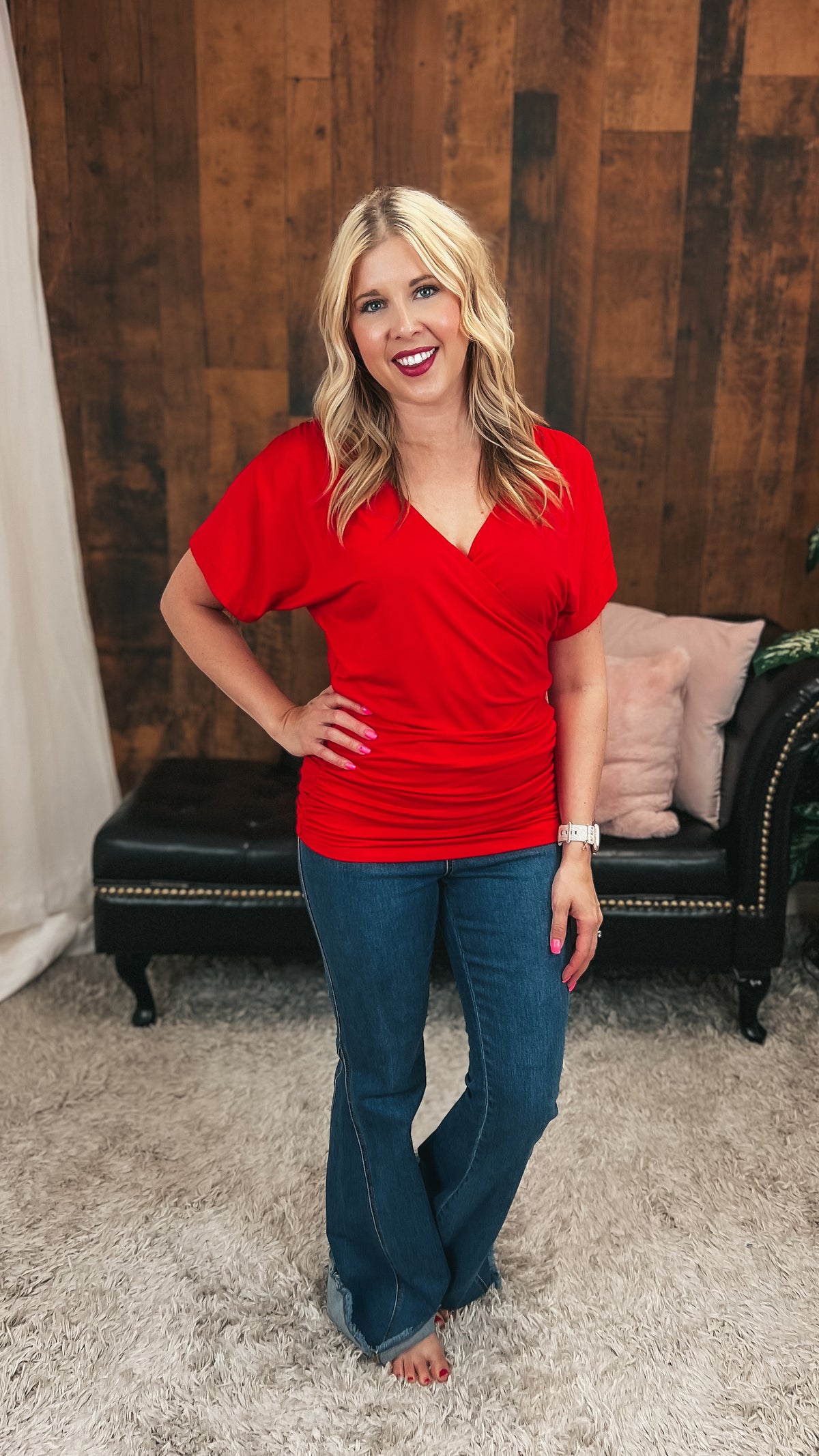 Anne-Marie | Cross Over Tee | Red