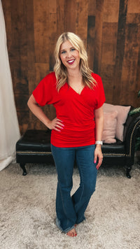 Anne-Marie | Cross Over Tee | Red