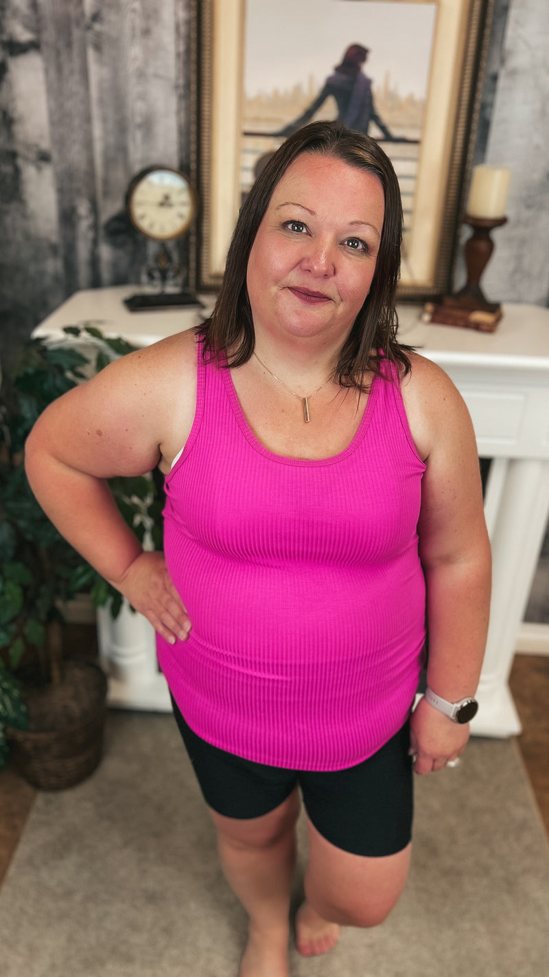 Rynlee Ribbed Tank Top: Deep Fuchsia