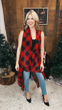Chantelle Buffalo Plaid Vested Cardigan: O/S