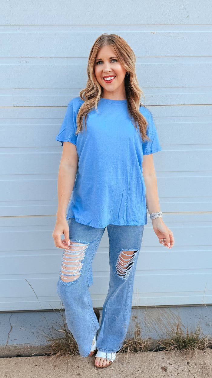 Julia Basic Tee | Cornflower Blue