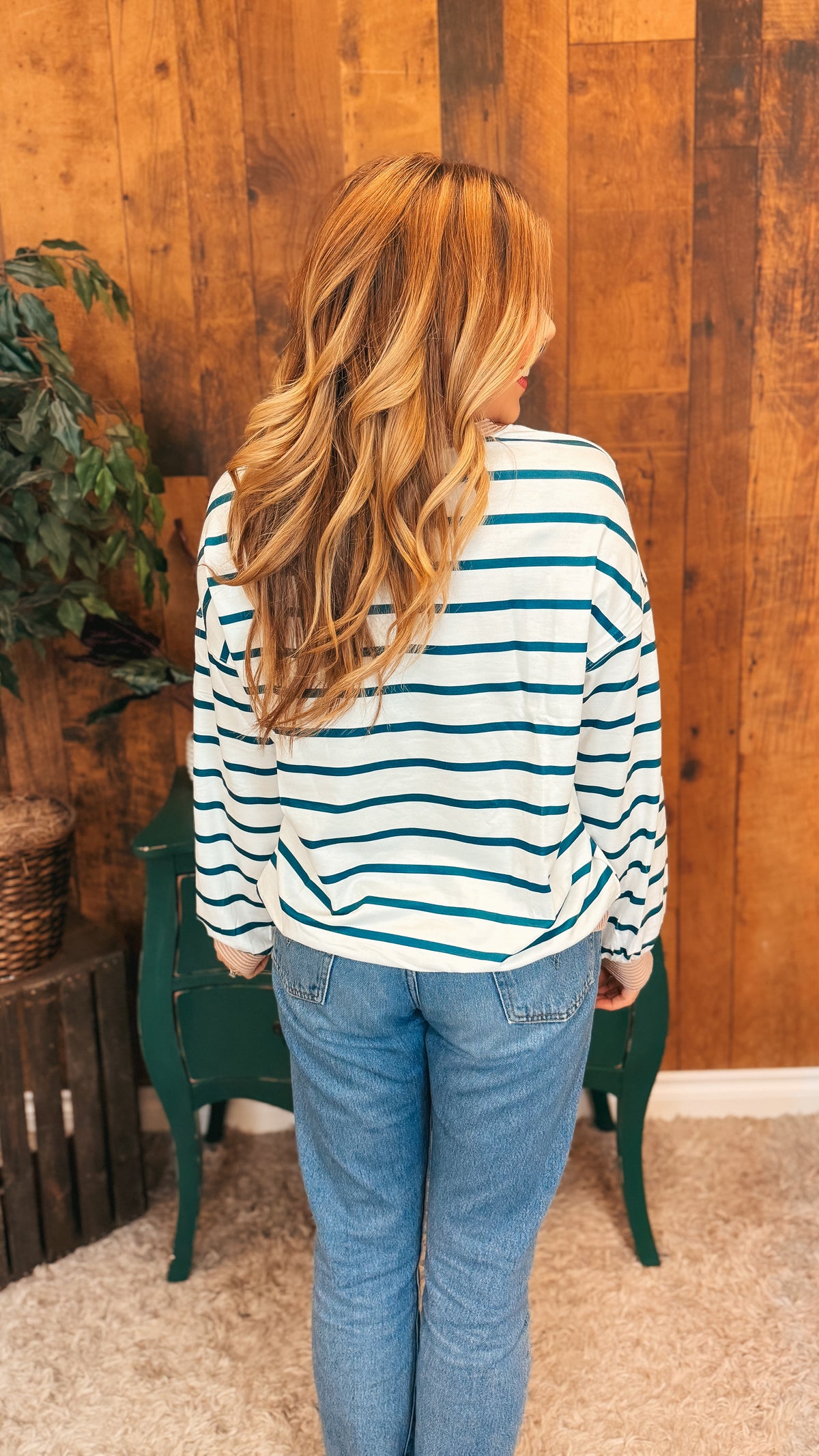 Mariah Stripe Long Sleeve | Teal & Ivory