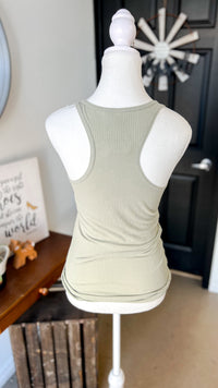 Rynlee Ribbed Tank Top: Sage