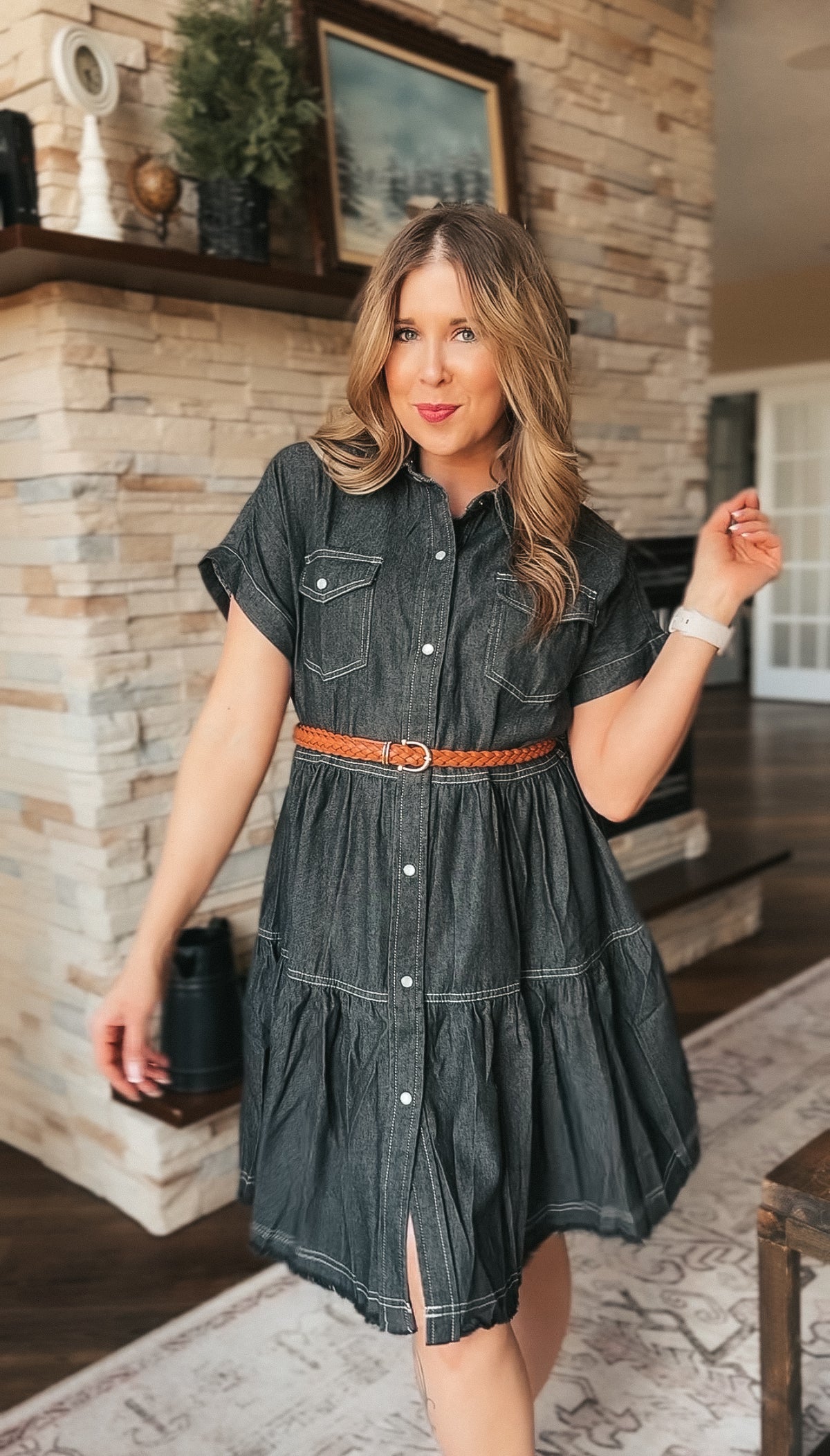 Ava Denim Dress | Charcoal