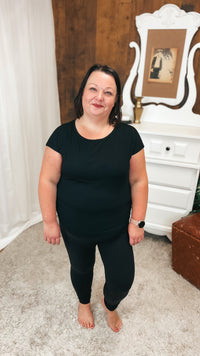 Melanie Ribbed Tee | Black