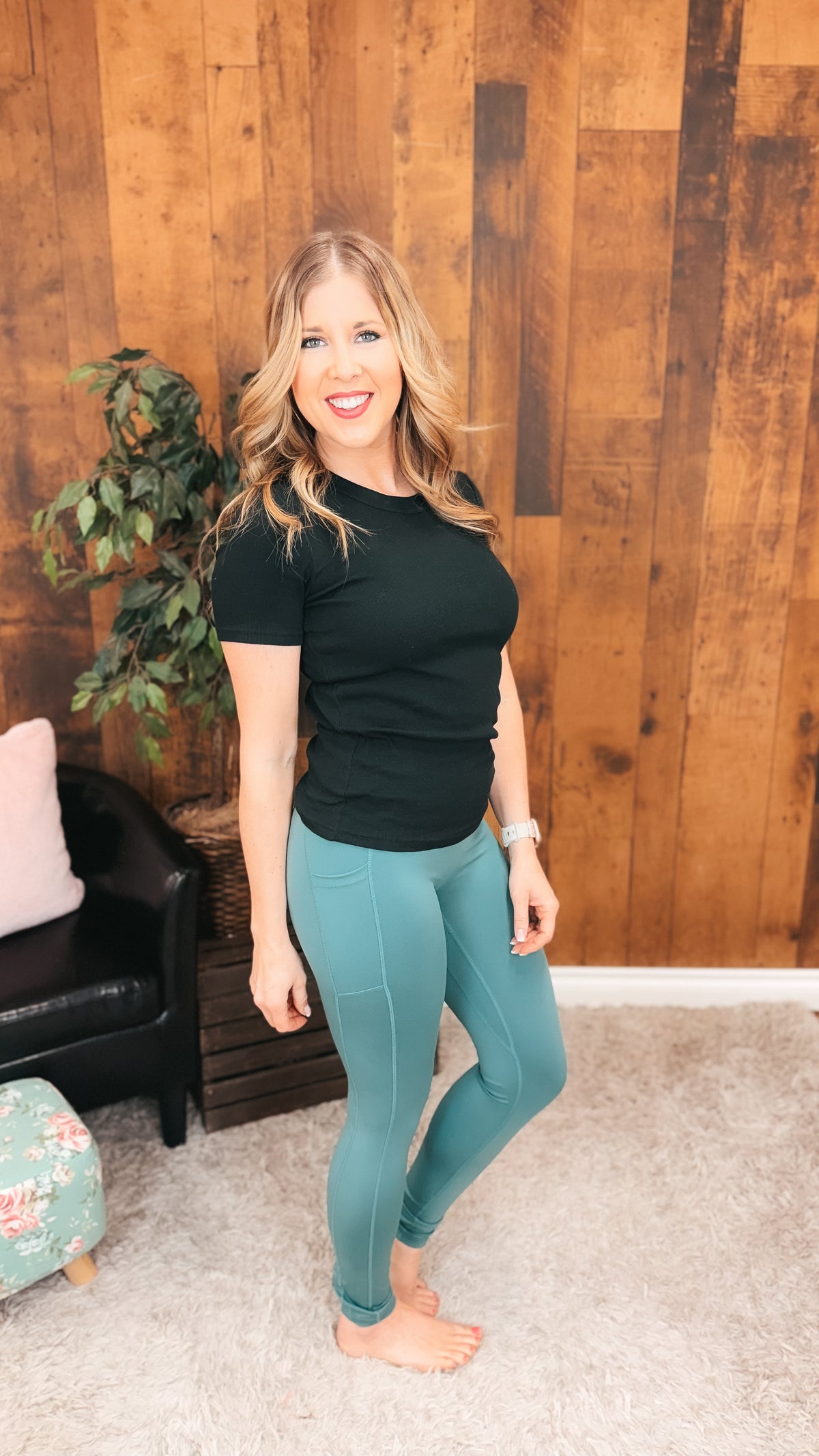 Zoey Athletic Leggings | Smoky Green