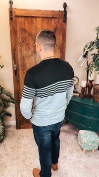 Davis V-Neck Sweater: Grey & Black