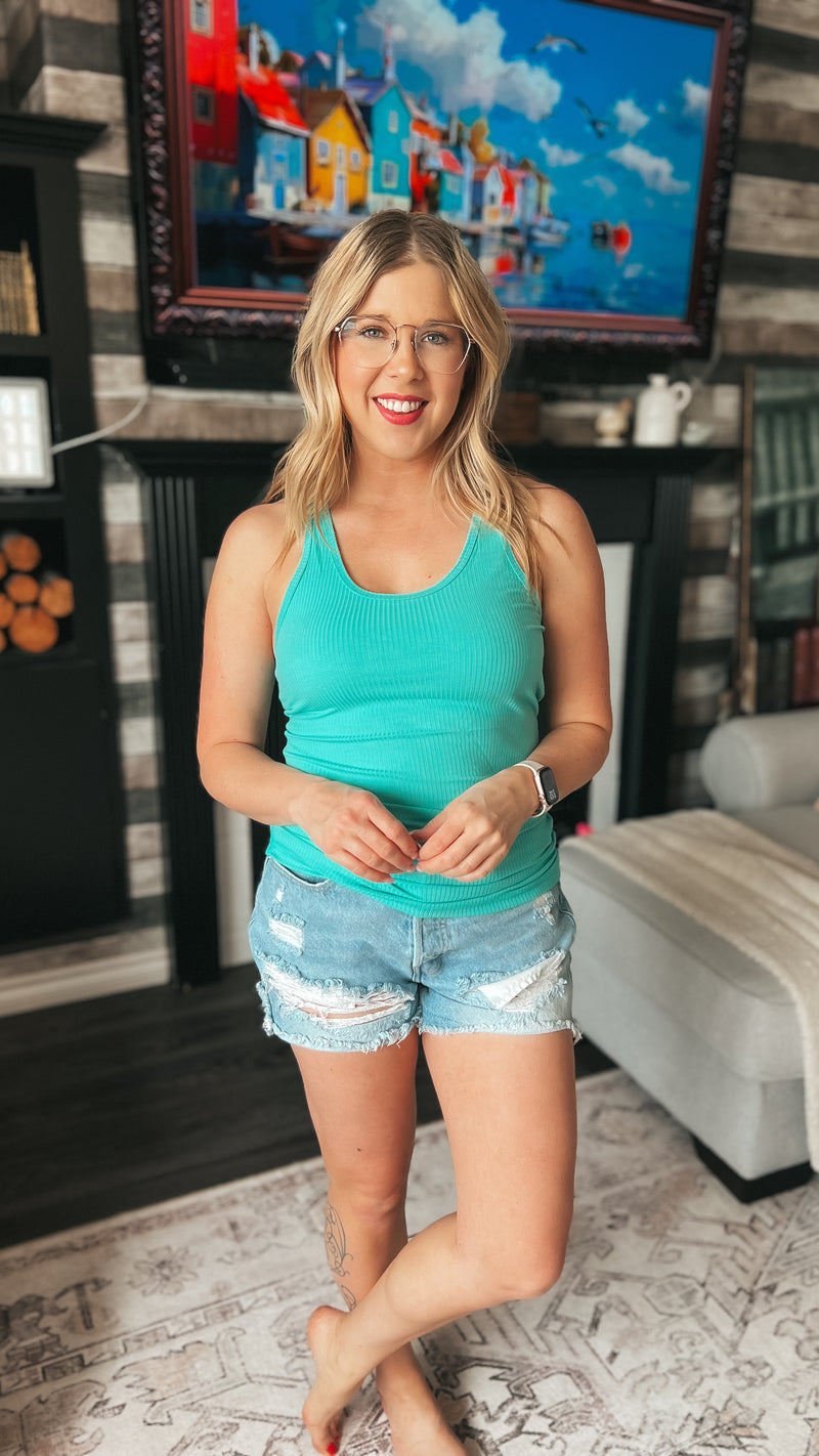 Rynlee Ribbed Tank Top: Mint