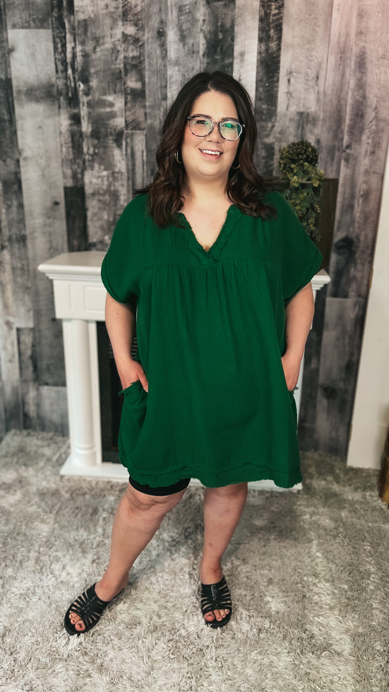 Elaiah Linen Dress: Green