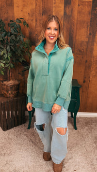 Charlene Snap Sweatshirt | Sea Green