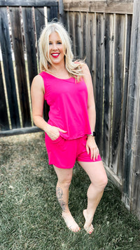 Payton Tank Top Short Set | Fuchsia