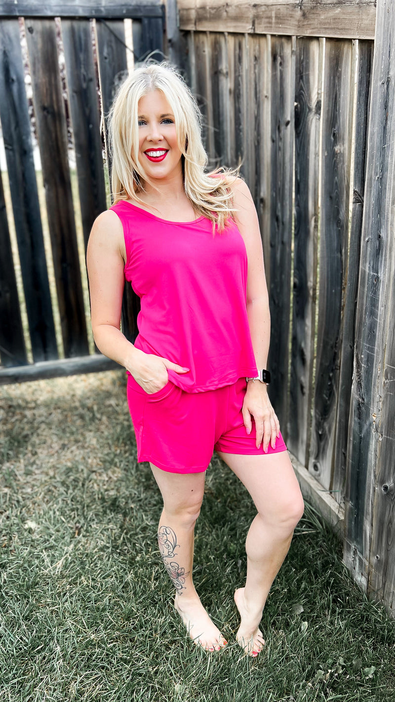 Payton Tank Top Short Set | Fuchsia