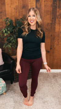 Zoey Athletic Leggings | Wine