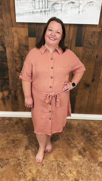 Lisa Linen Tie Dress | Blush