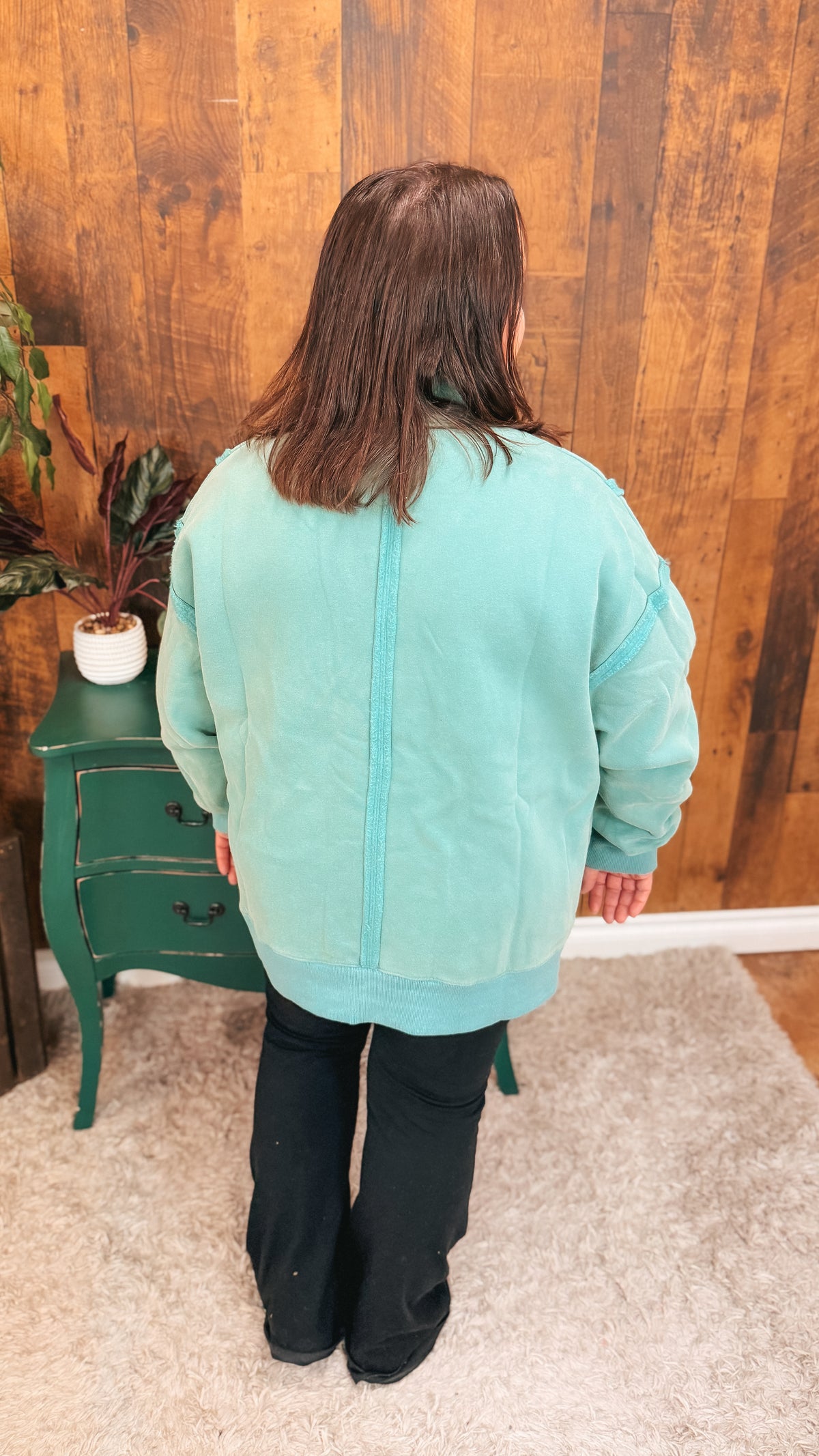 Charlene Snap Sweatshirt | Sea Green