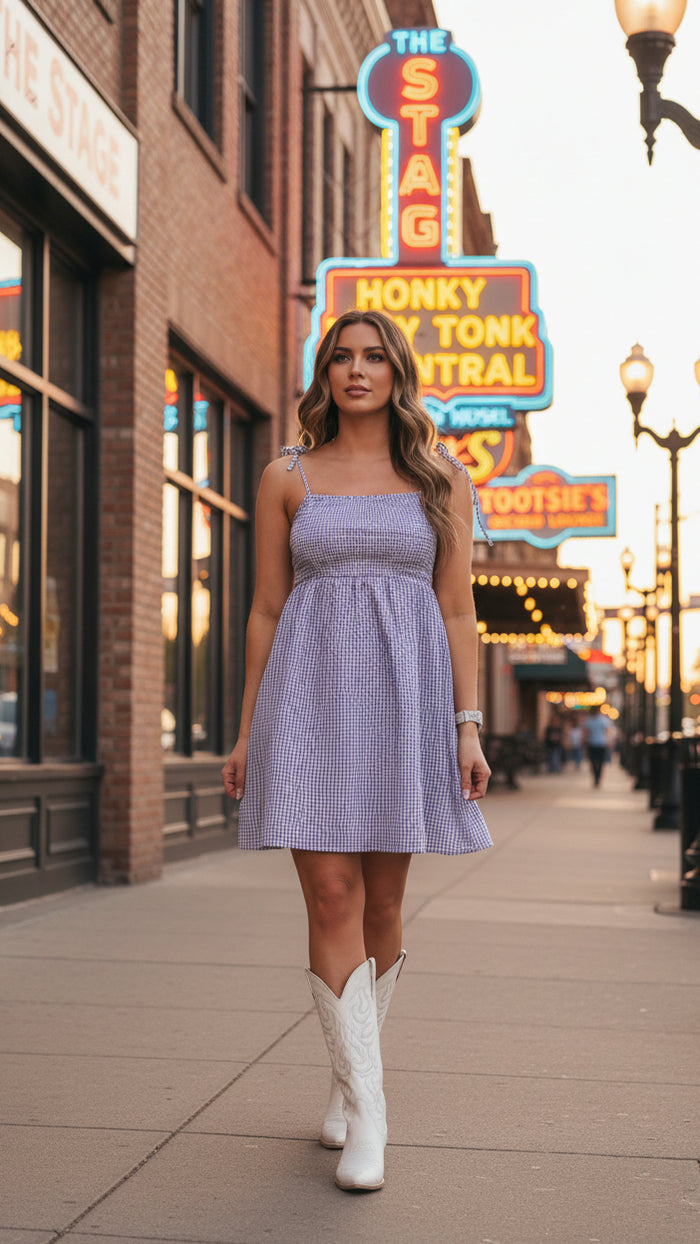 Eva Gingham Sundress | Purple