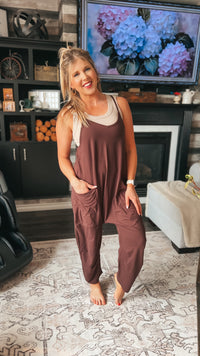 Jordyn Hotshot Romper: Brown