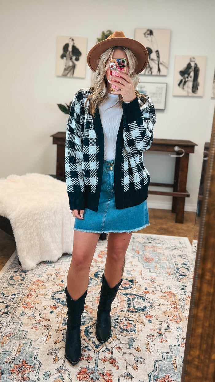 Kristen Checkered Cardigan