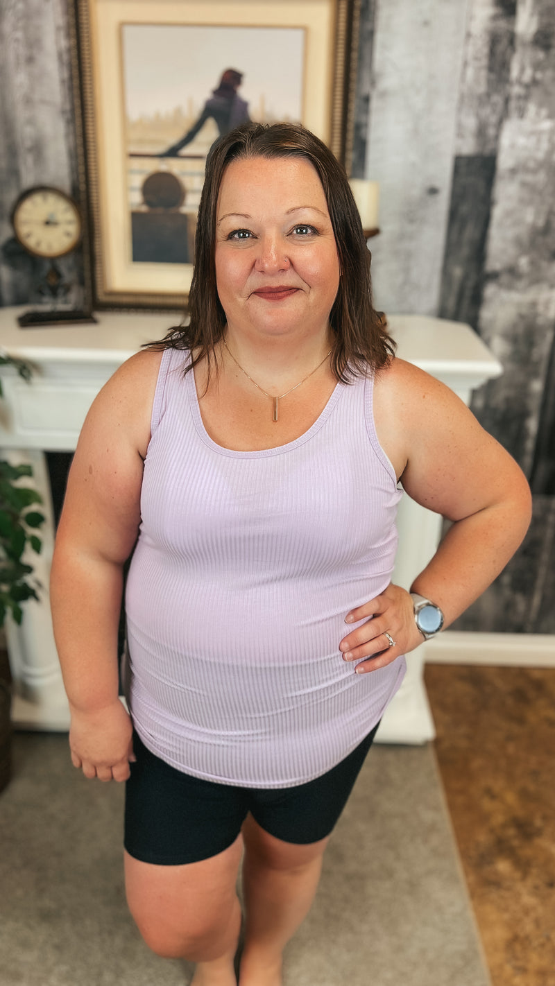 Rynlee Ribbed Tank Top: Lavender