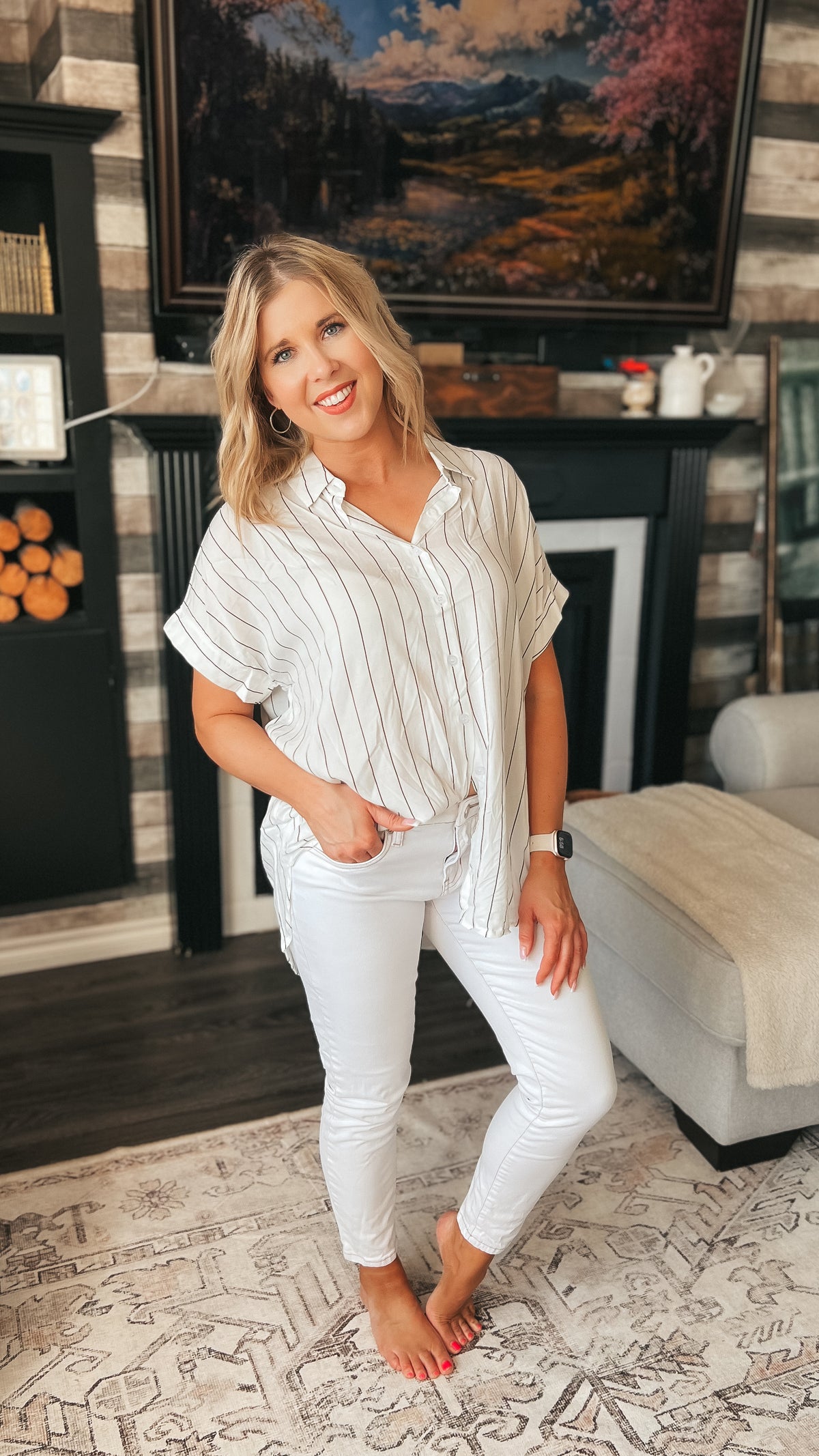 Lynn Stripe Blouse | White