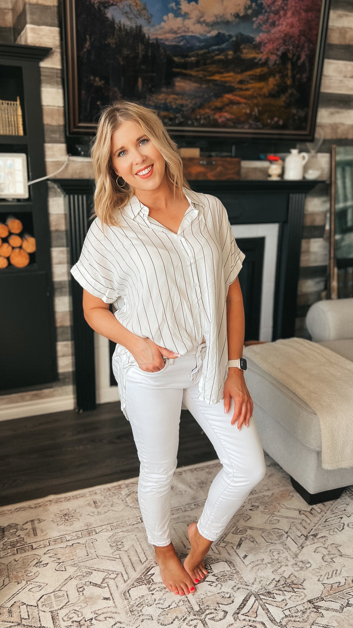 Lynn Stripe Blouse | White