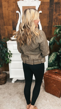 Joey Faux Leather Jacket | Grey