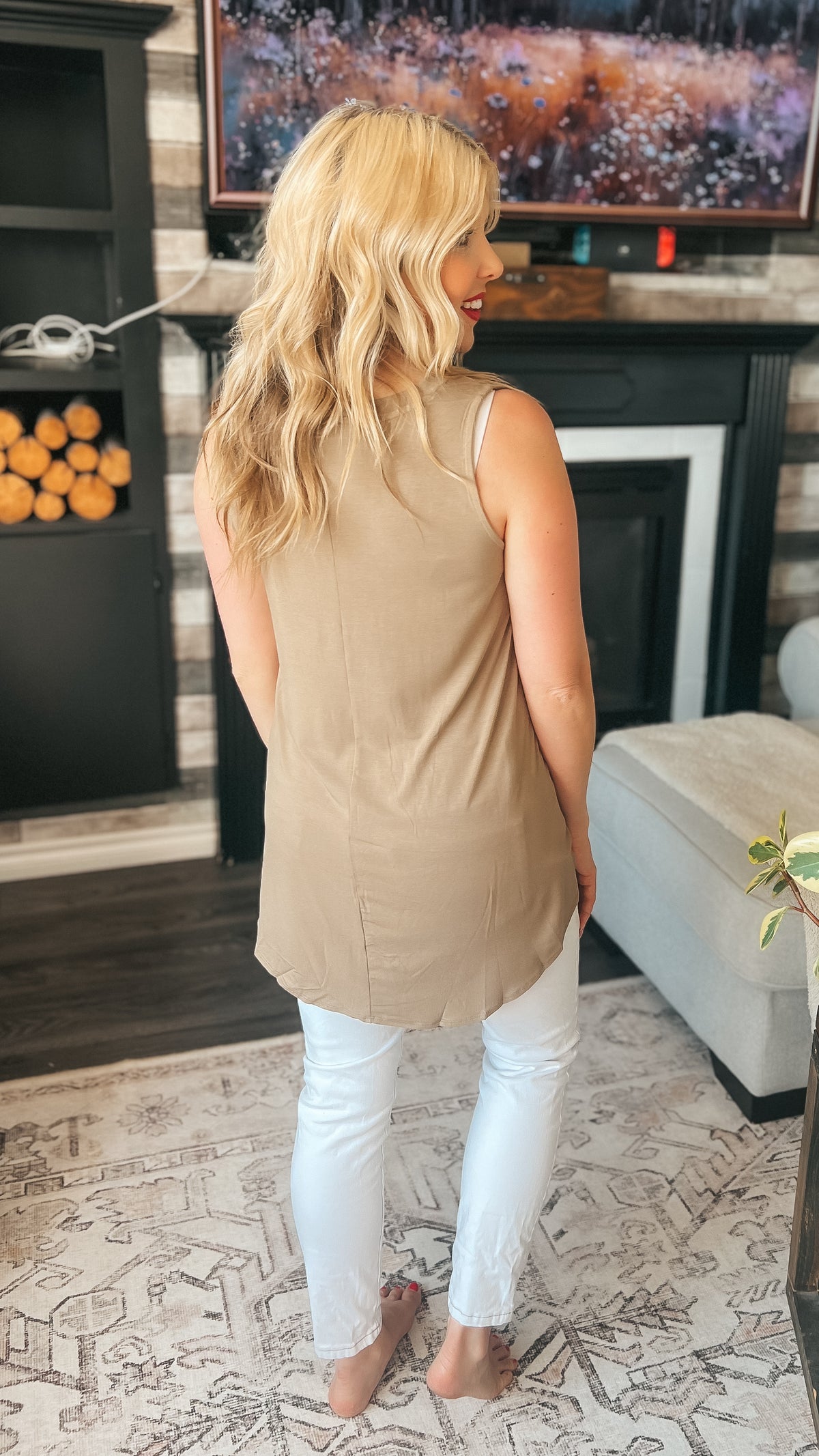 Laura Tank Top: Khaki