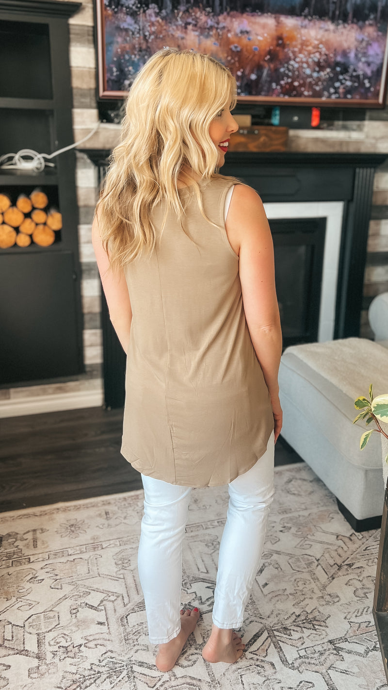 Laura Tank Top: Khaki