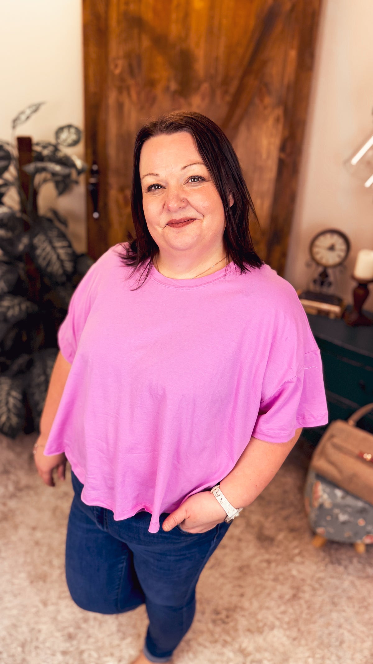 Juliette Flutter Tee | Bright Mauve