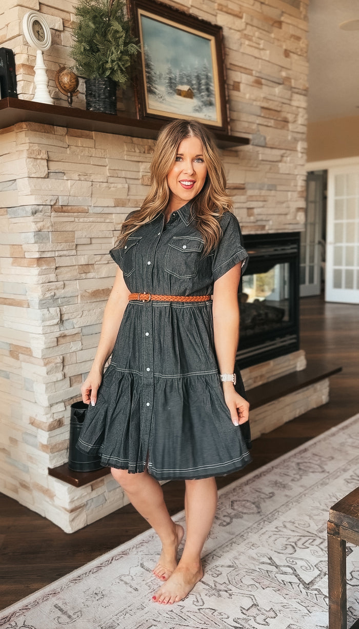 Ava Denim Dress | Charcoal