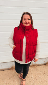 Tori Puffer Vest | Burgundy