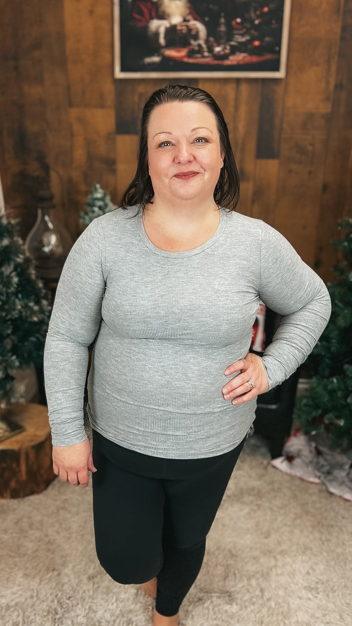 Tatum Ribbed Long Sleeve | Grey