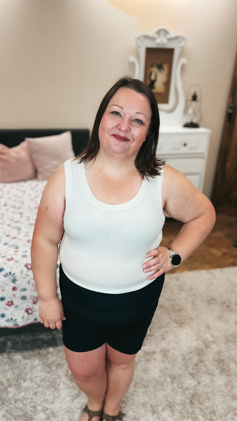 Tamara Ribbed Tank Top: Sand Beige