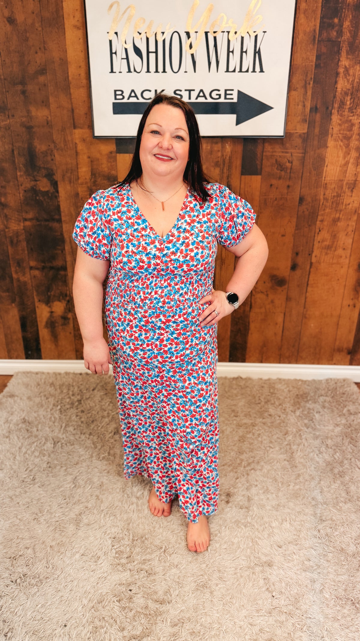 Victoria Floral Dress | Blue & Pink