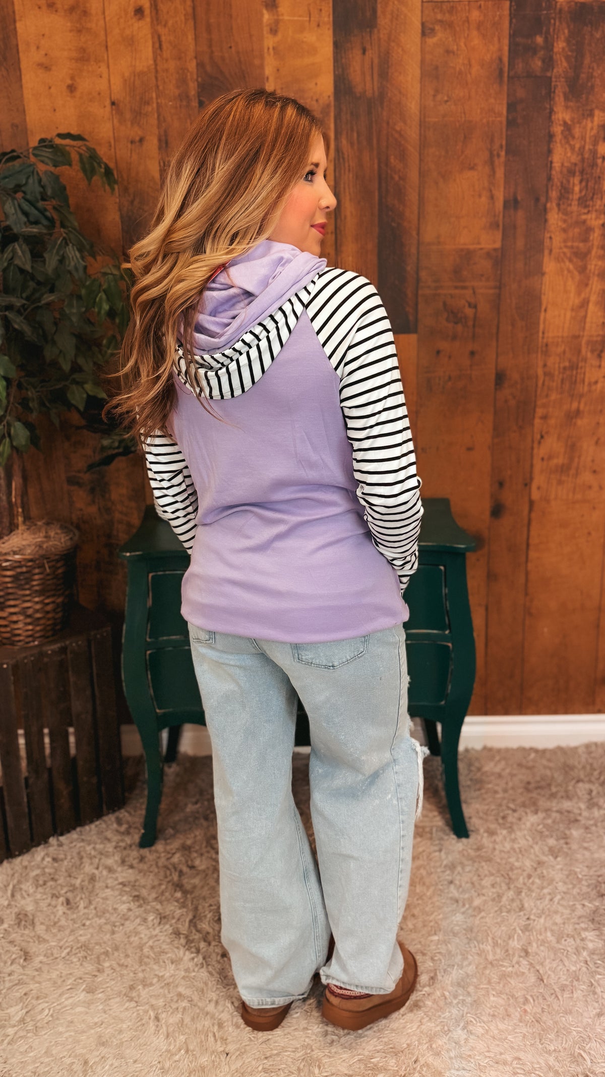 Janie Stripe Hoodie | Lavender
