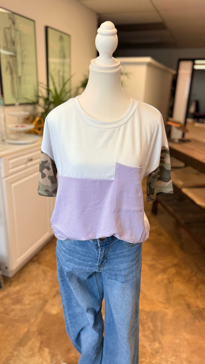 # 4 - Purple Color Block Tee | S | SAMPLE SALE