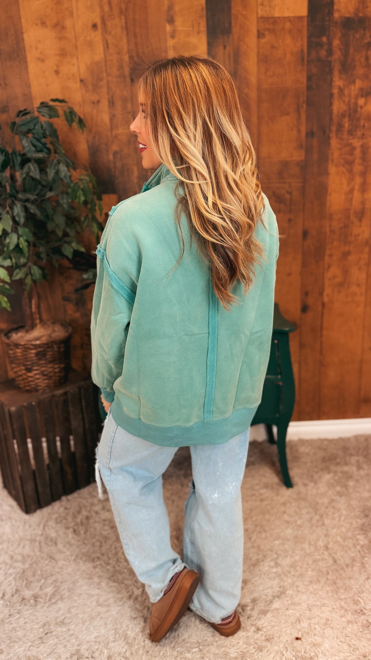 Charlene Snap Sweatshirt | Sea Green