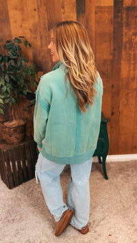 Charlene Snap Sweatshirt | Sea Green