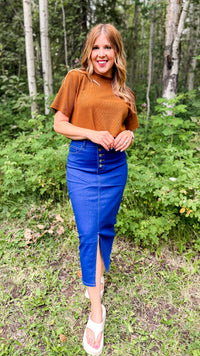 Jenny Denim Maxi Skirt | Button Fly