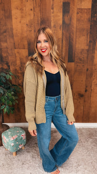 Brandi Zip Sweater Jacket | Taupe