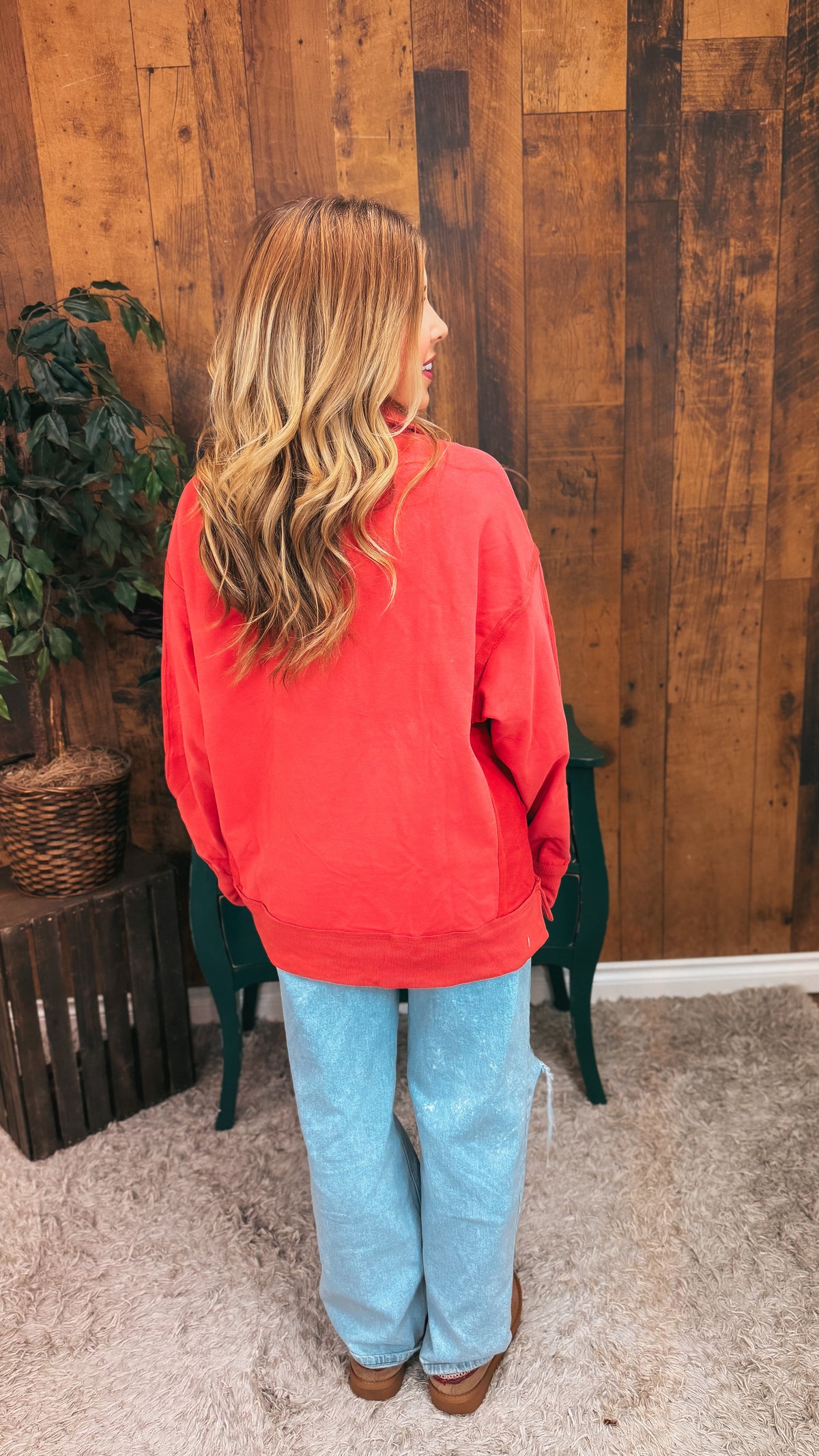 Shelly Collared Sweatshirt | Coral