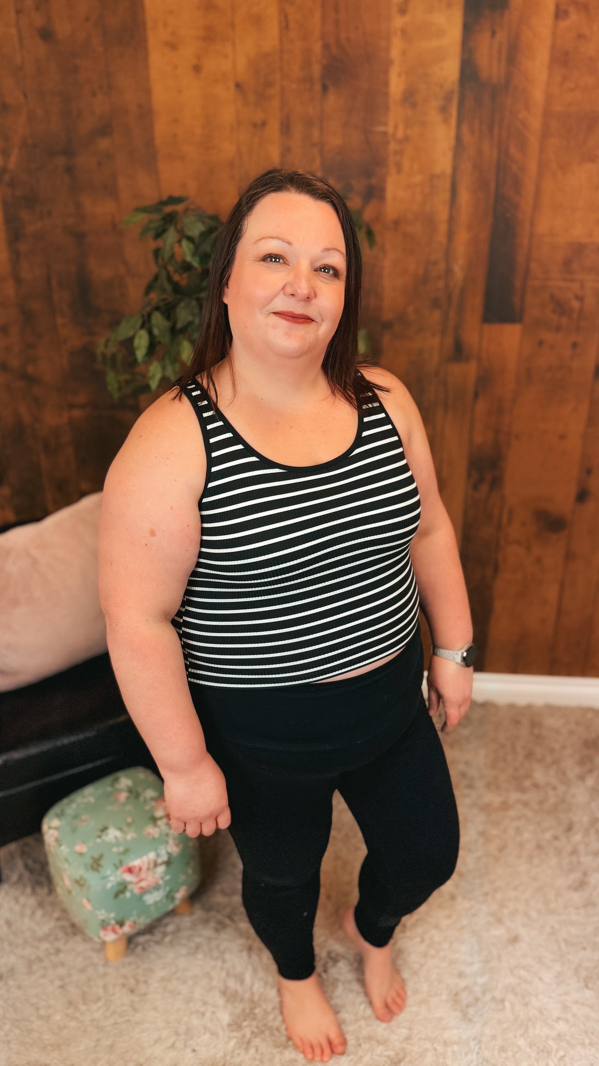 Ann Marie Stripe Tank Top | Black