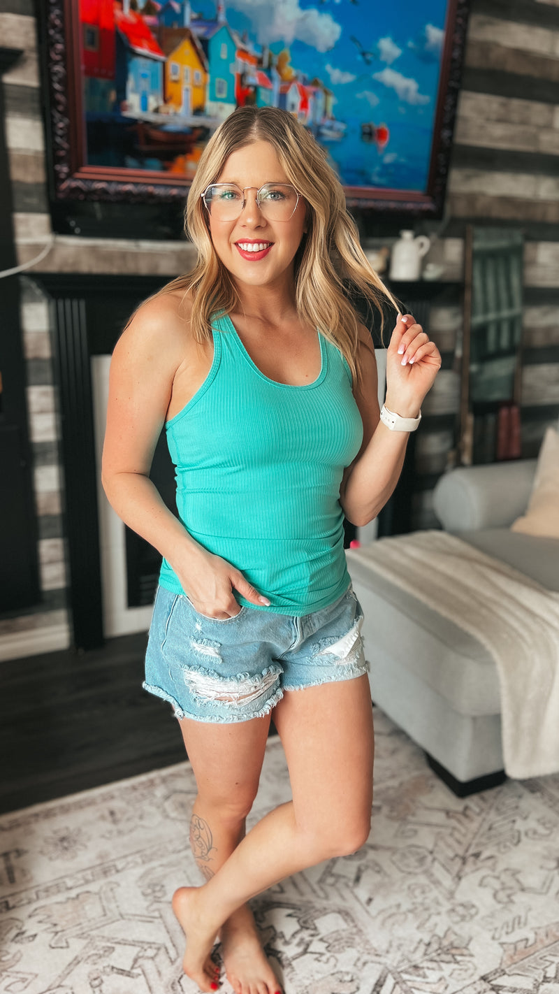 Rynlee Ribbed Tank Top: Mint