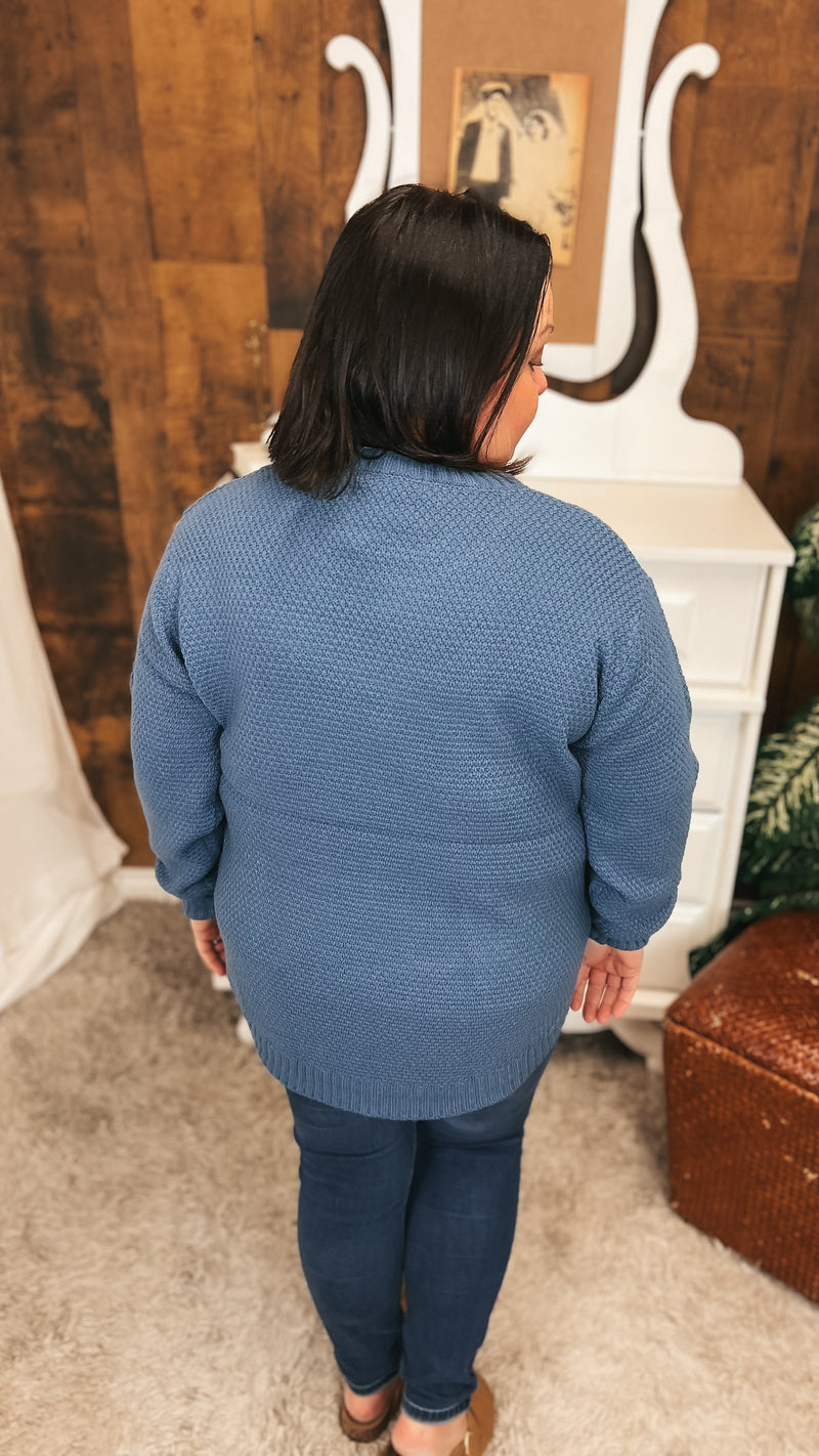 Scarlett Knit Sweater: Dusty Blue