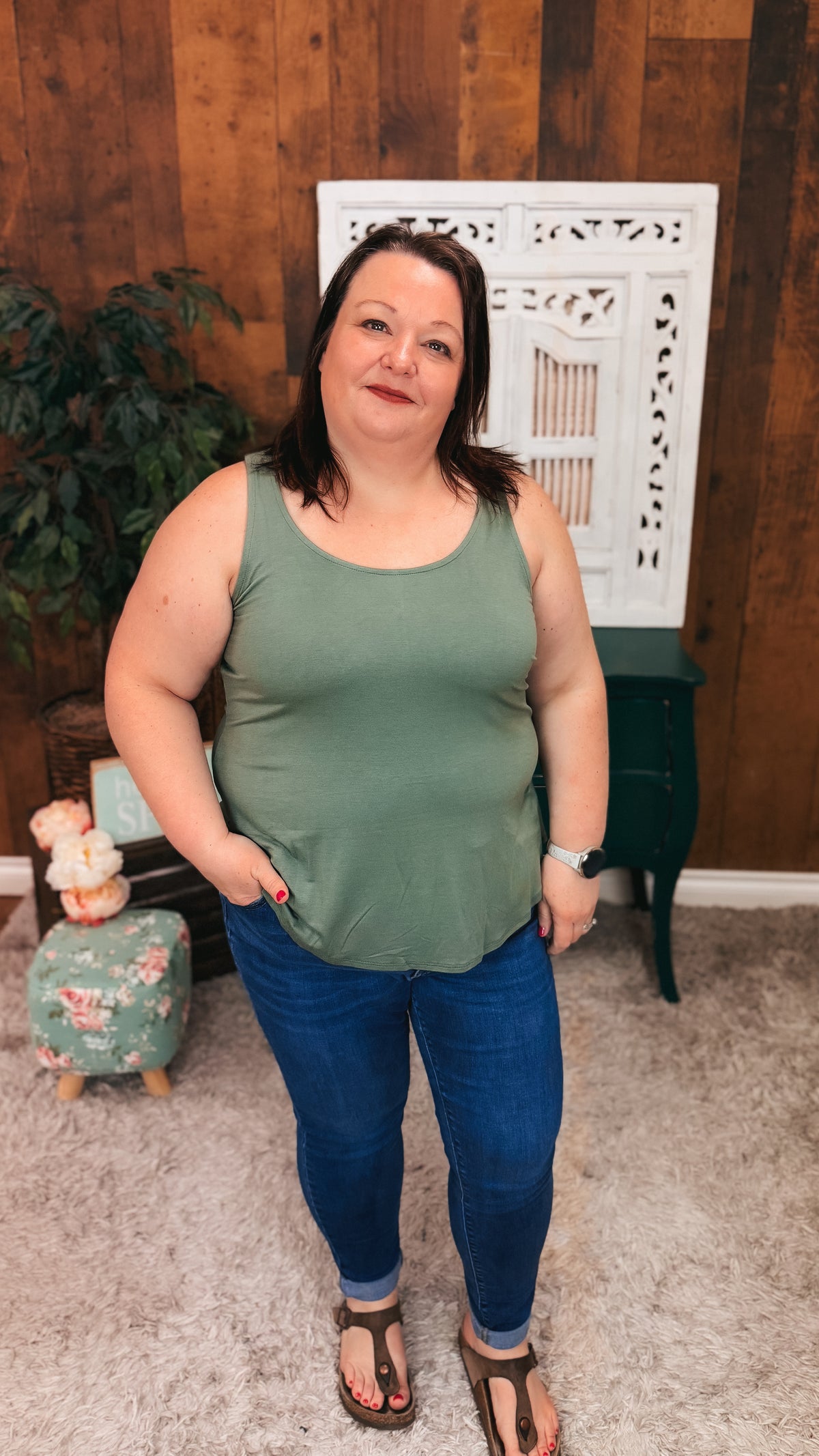 Morgan 2.0 Basic Tank Top | Olive