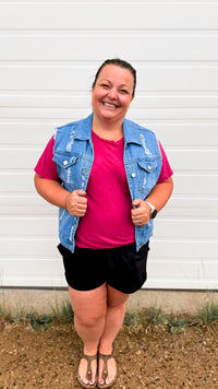 Roxy Denim Vest | Light Blue