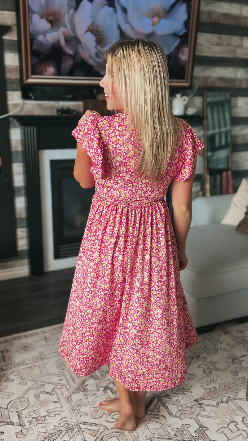 Victoria Floral Sundress: Fuchsia