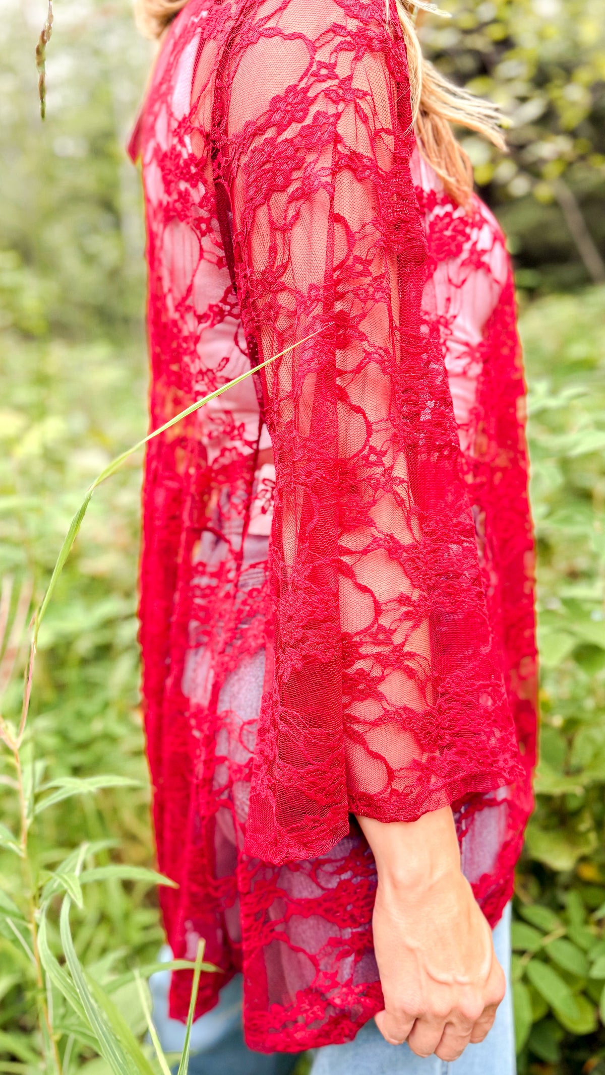 Rosemary Lace Cardigan | Red