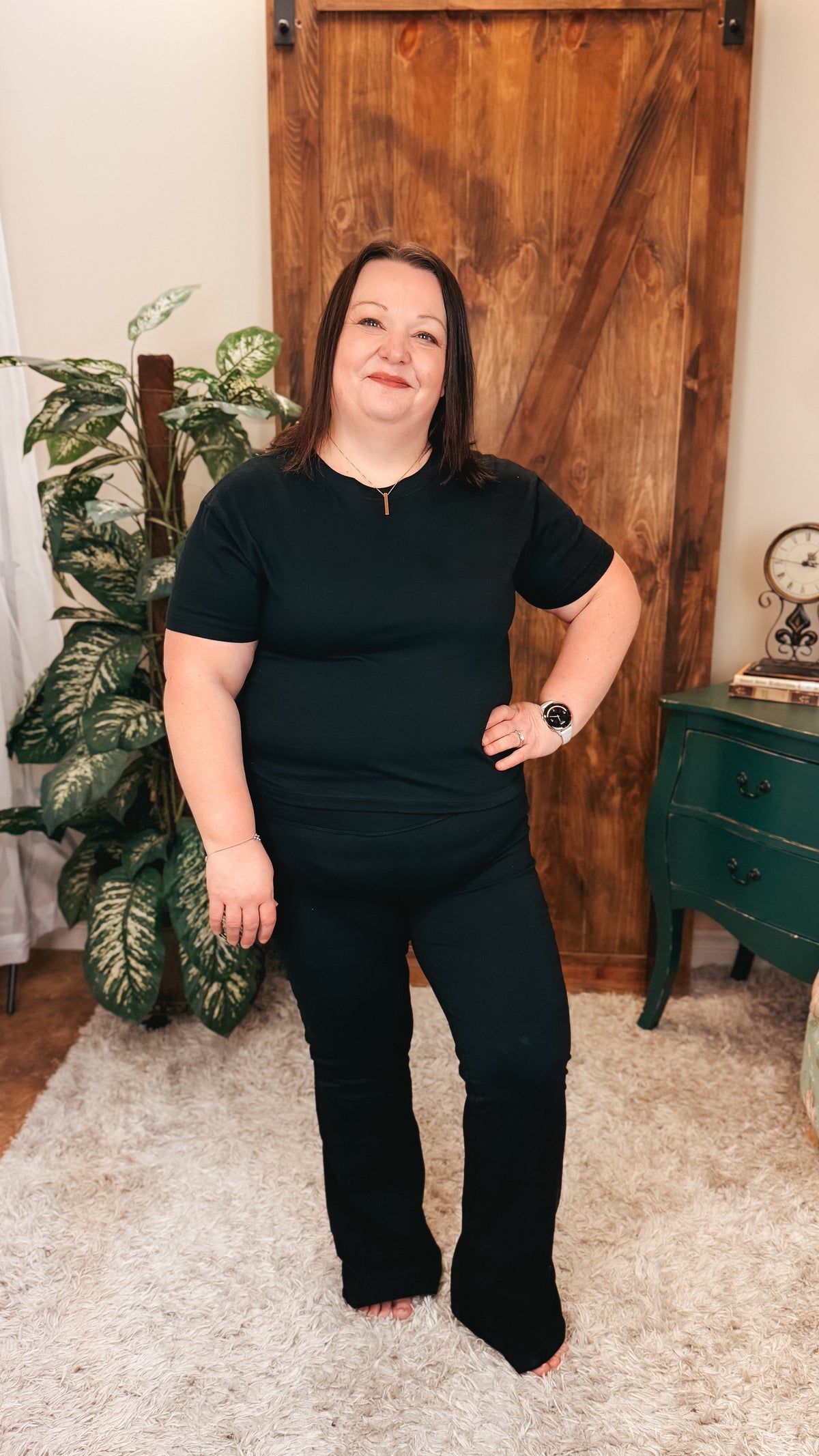 Lenny Flared Cotton Leggings| Black