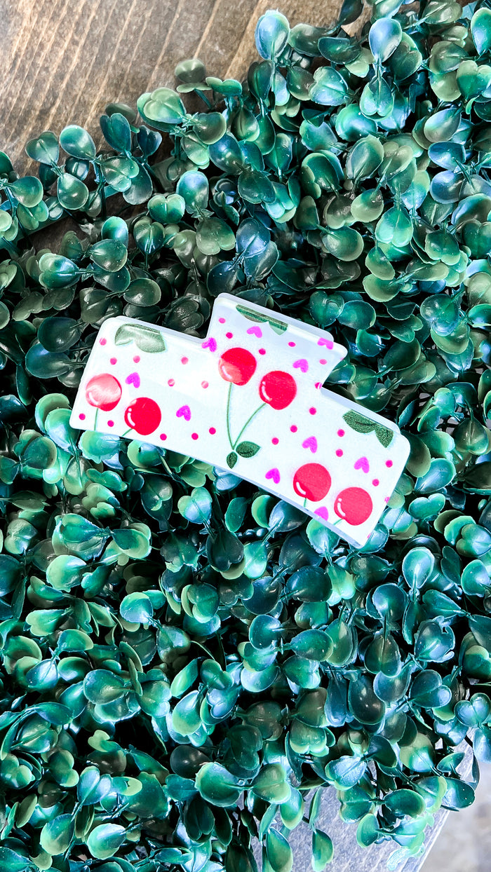 Cherry Claw Clip | White